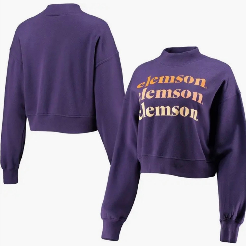 Chicka-d Purple Clemson Tigers Hailey Cropped Sweatshirt